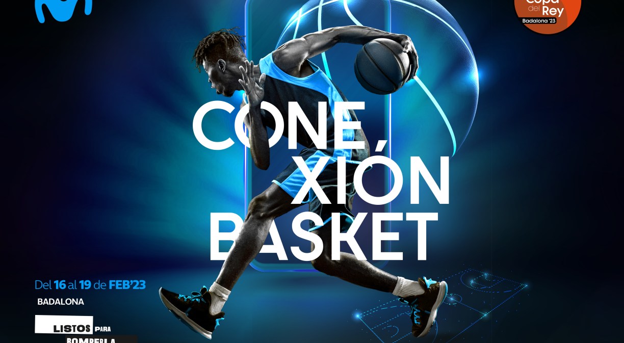 Imagen de un jugador de baloncesto con la frase Conexion Basket encima