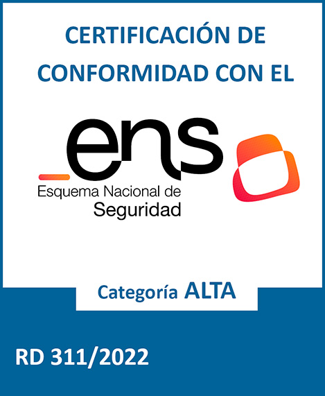 Certificación de conformidad con el Esquema Nacional de Seguridad - Categoría Alta