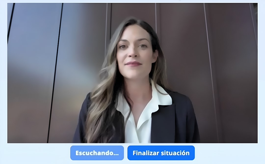 un avatar creado con IA de una chica con pelo largo, camisa y chaqueta