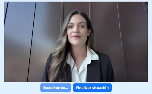 un avatar creado con IA de una chica con pelo largo, camisa y chaqueta